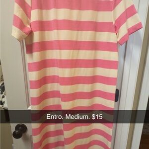 Entro Pink and Cream Striped Dress